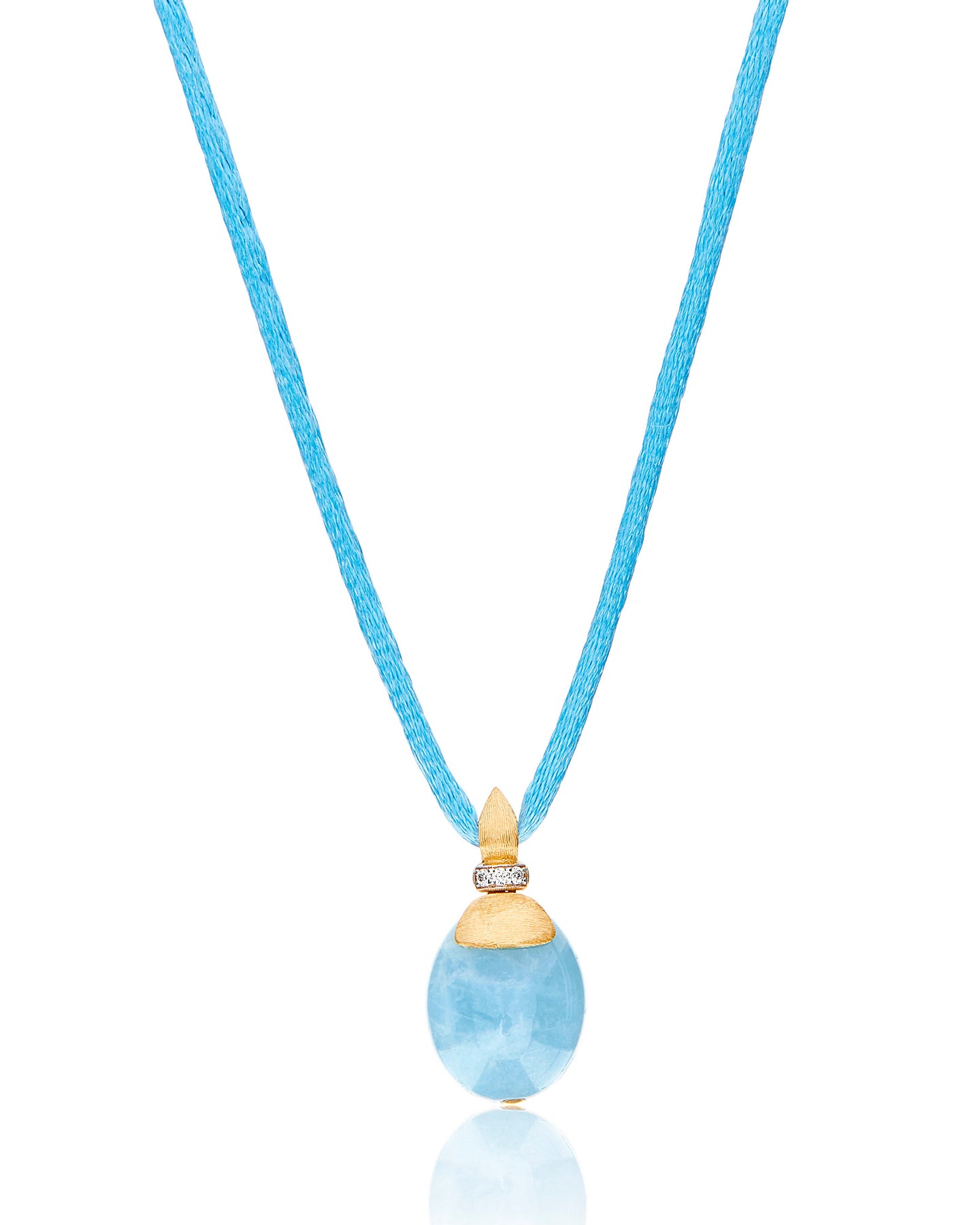 Nanis Pendente "AZURE" in oro, diamanti e acquamarina milk (grande) – Nanis Italian Jewels