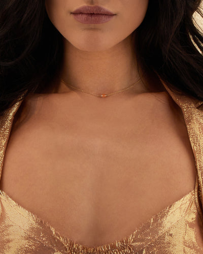 Collana PETRA "AMULETI" in oro e avventurina arancione (corta)