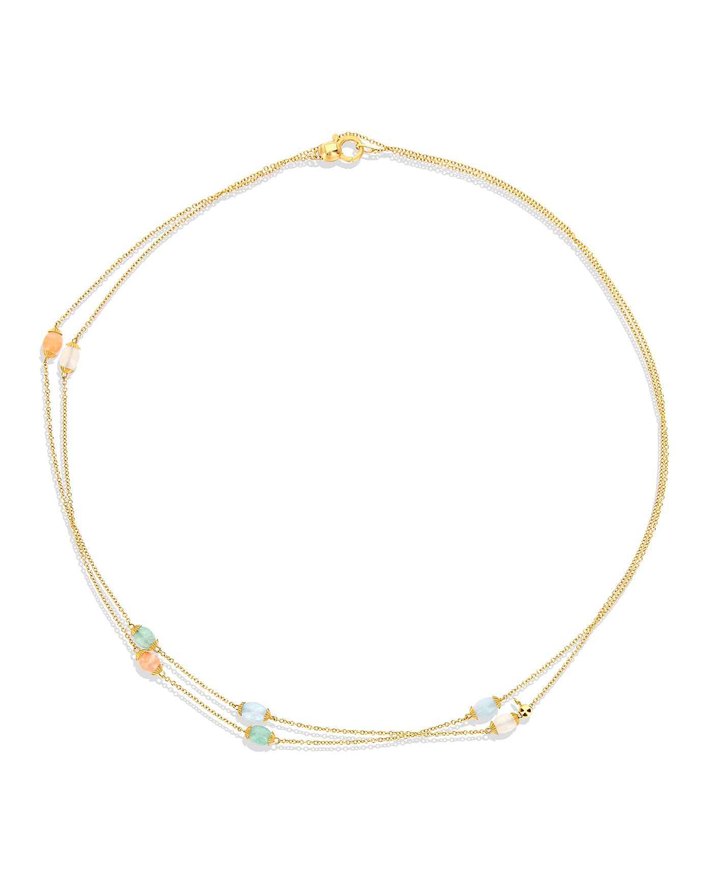 "Rainbow" gold and natural stones convertible necklace (large)