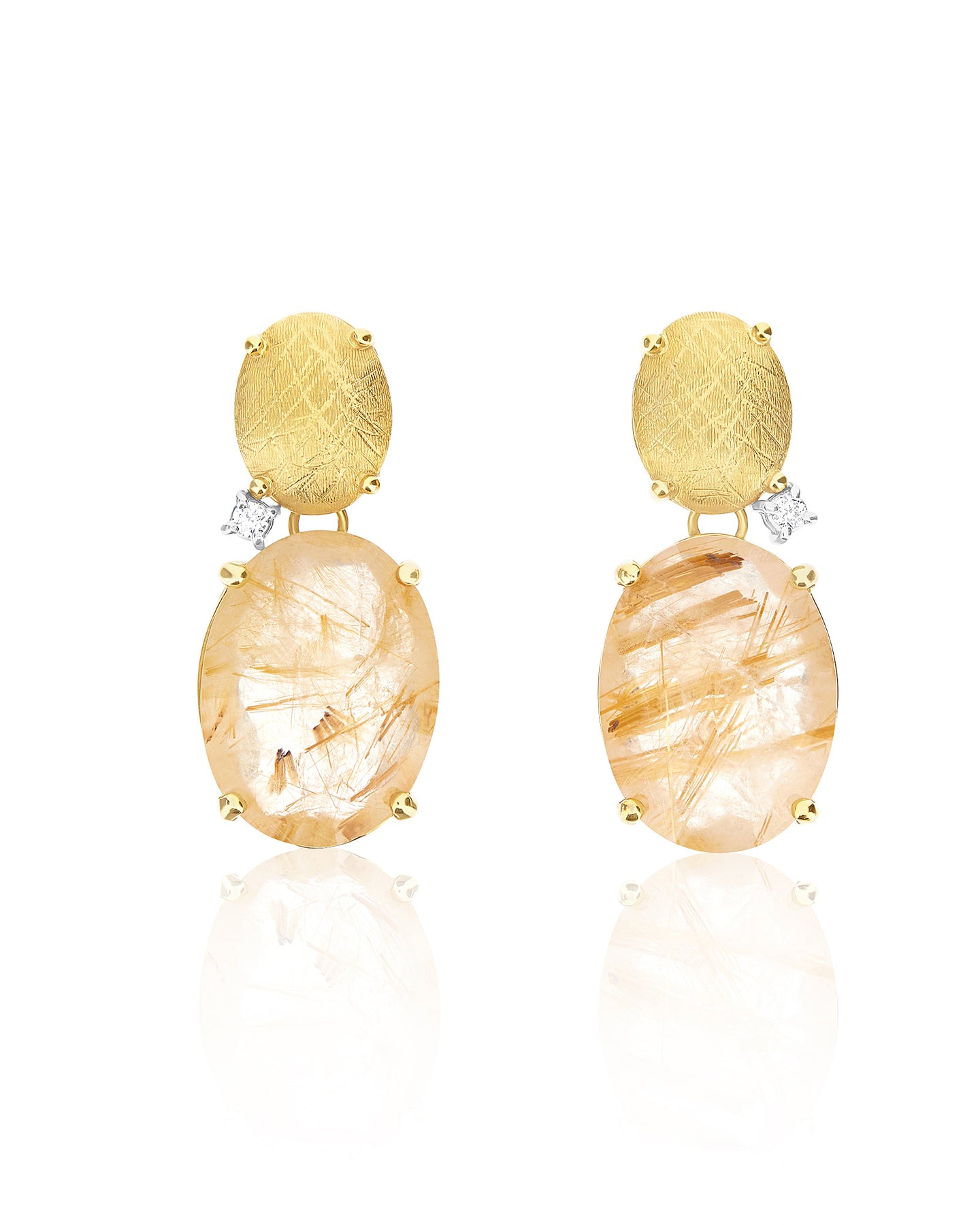 Nanis Orecchini "IPANEMA" con boules in oro, quarzo rutilato giallo e dettag – Nanis Italian Jewels