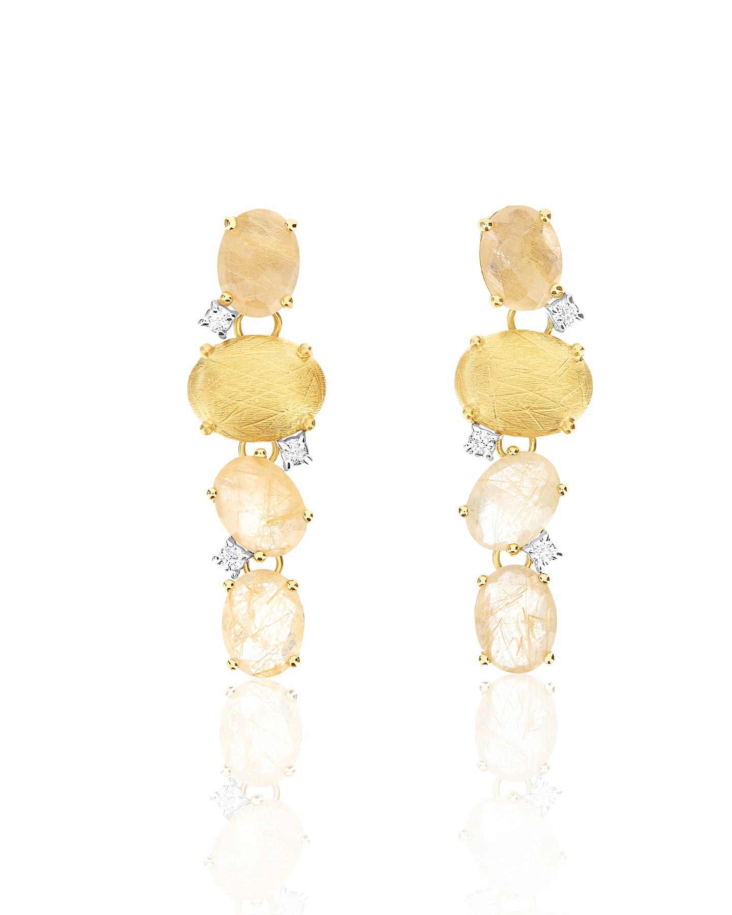 Nanis Orecchini "IPANEMA" pendenti in oro, quarzo rutilato giallo e dettagli – Nanis Italian Jewels