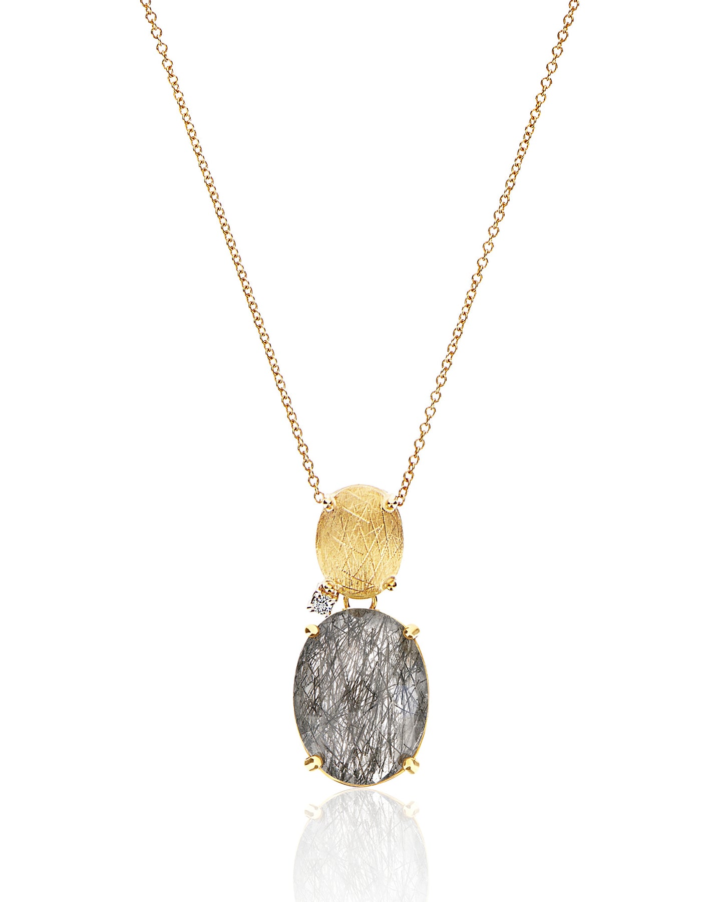 Nanis Collana "IPANEMA" con boule pendente in oro, quarzo rutilato grigio e – Nanis Italian Jewels