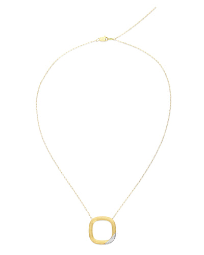 Collana "LIBERA" con ciondolo squadrato in oro e diamanti (grande)