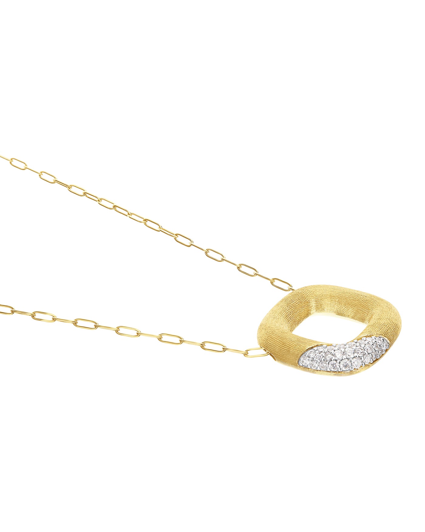 Collana "LIBERA" con ciondolo squadrato in oro e diamanti (piccolo)