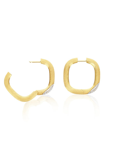 "libera" big squared gold earrings