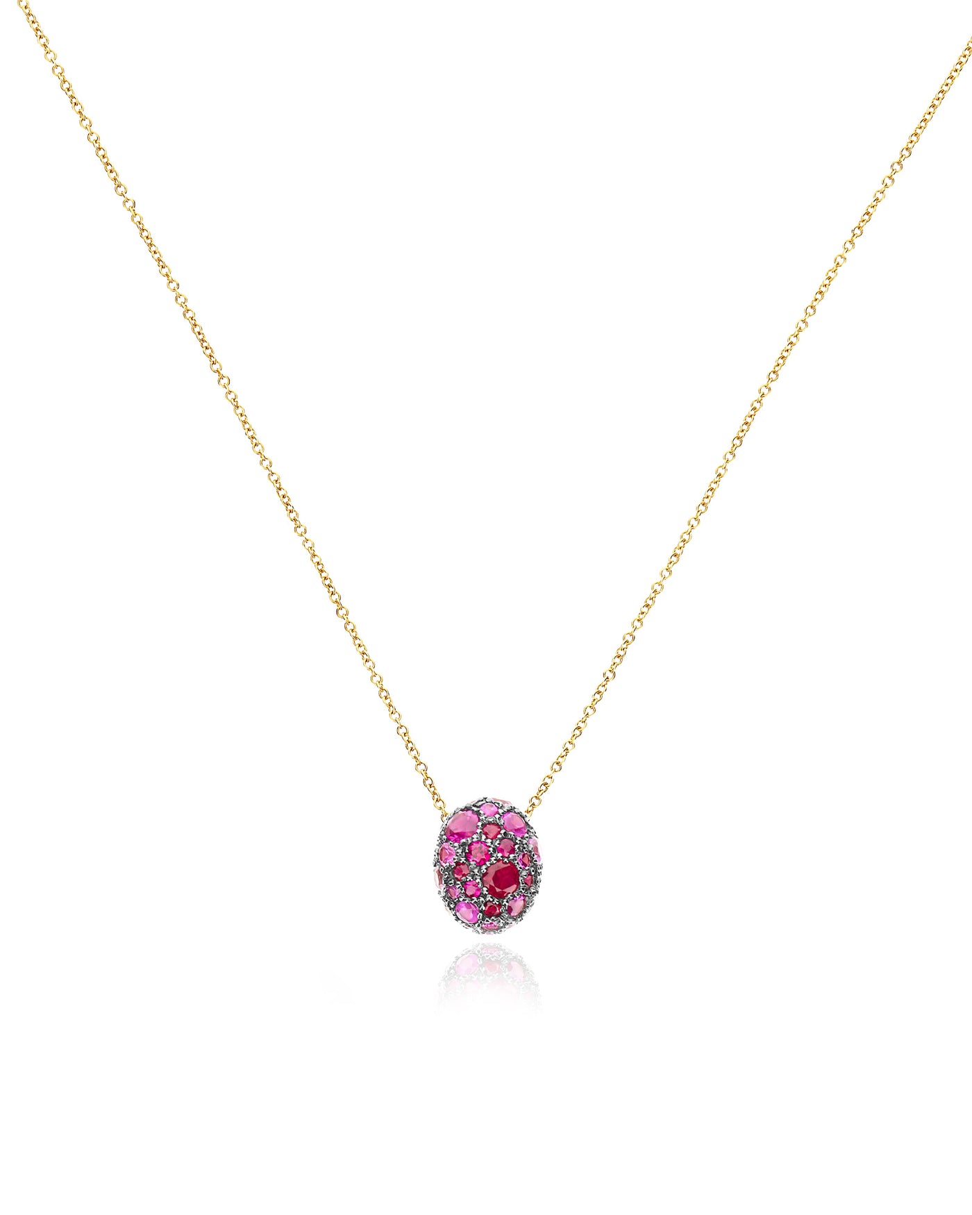 "REVERSE" GOLD, PINK SAPPHIRES, RUBIES, WHITE AUSTRALIAN OPAL AND DIAMONDS DOUBLE-FACE NECKLACE