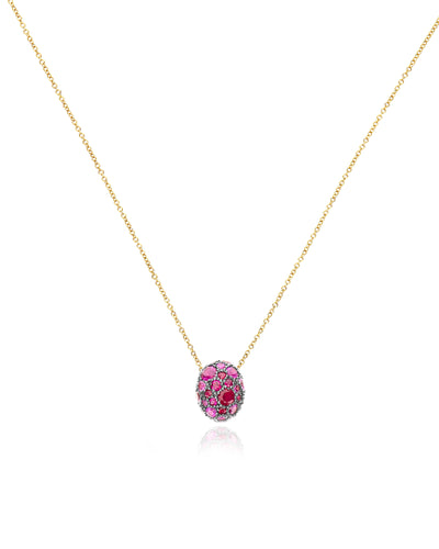 "REVERSE" GOLD, PINK SAPPHIRES, RUBIES, WHITE AUSTRALIAN OPAL AND DIAMONDS DOUBLE-FACE NECKLACE