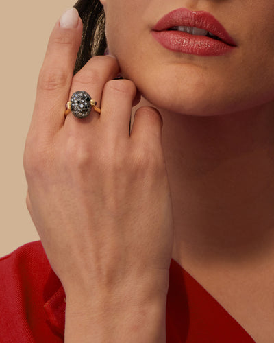 "reverse" gold, diamonds, rubies and rock crystal double-face ring (medium)