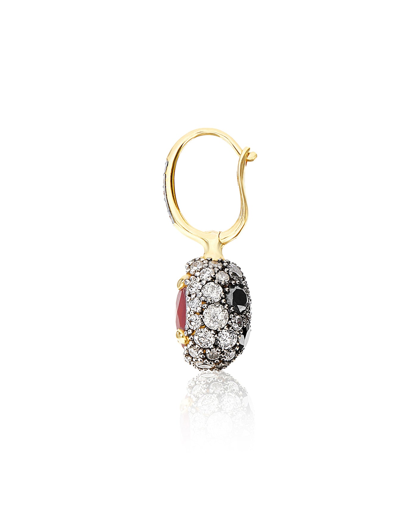 "reverse" ciliegina gold, diamonds, rubies and rock crystal double-face ball drop earring (small)