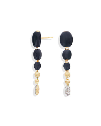 Orecchini IVY "MISTERY BLACK" pendenti in oro, diamanti e onice nero
