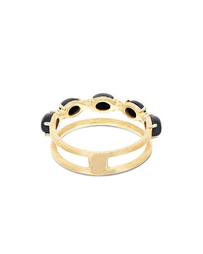 "mystery black" gold, diamonds and black onyx double-band ring 