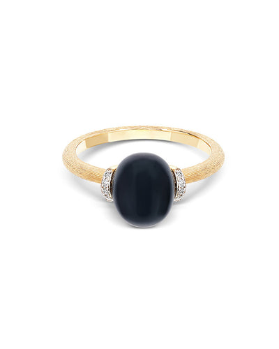 Anello "DANCING MYSTERY BLACK" con boule in oro, diamanti e onice nero (medio)