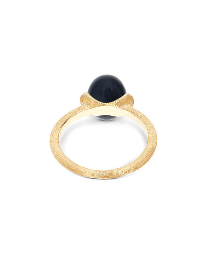 "mystery black" gold and diamonds ring with black onyx boule (medium) 