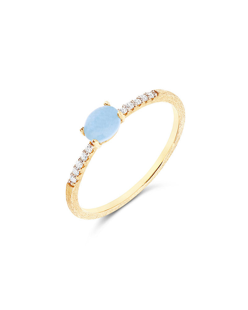 Anello "DANCING AZURE" impilabile in oro, diamanti e acquamarina (piccolo)