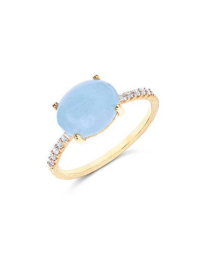 Anello "DANCING AZURE" impilabile in oro, diamanti e acquamarina (grande)