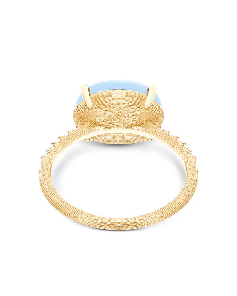 "azure" gold, diamonds and aquamarine stackable ring (large)