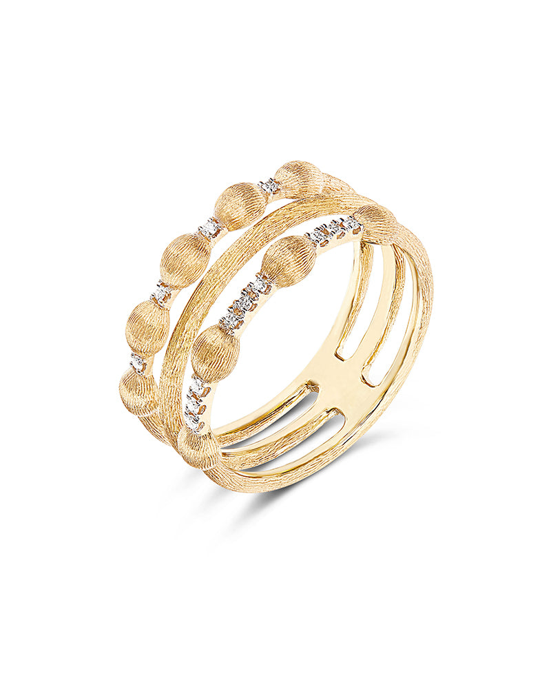 Nanis Anello "DANCING ÉLITE" a tripla fascia in oro e diamanti – Nanis Italian Jewels