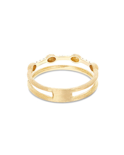 "élite" irregular gold boules and diamonds bars double-band ring 