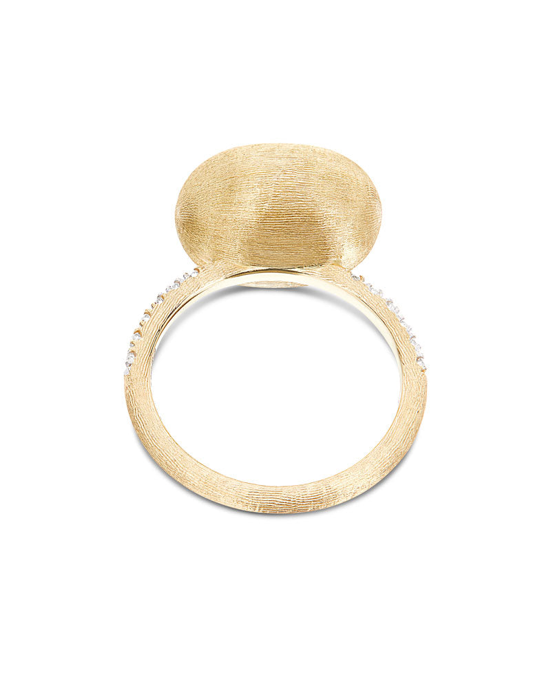 "Élite" diamonds and hand-engraved gold boule ring (large)