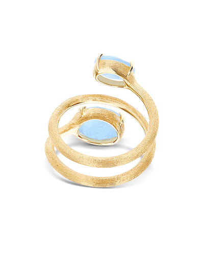 "ipanema" gold, aquamarine and diamonds spiral ring