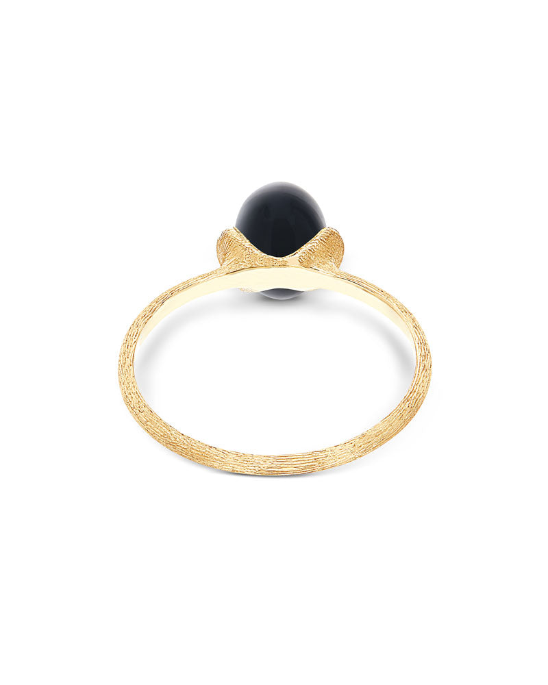 Anello "DANCING MYSTERY BLACK" con boule in oro, diamanti e onice nero (piccolo)