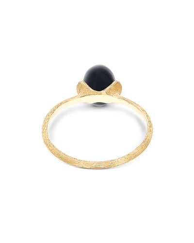 "mystery black" gold and diamonds ring with black onyx boule (small) 