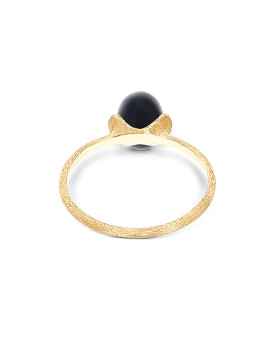 "mystery black" gold and diamonds ring with black onyx boule (small)