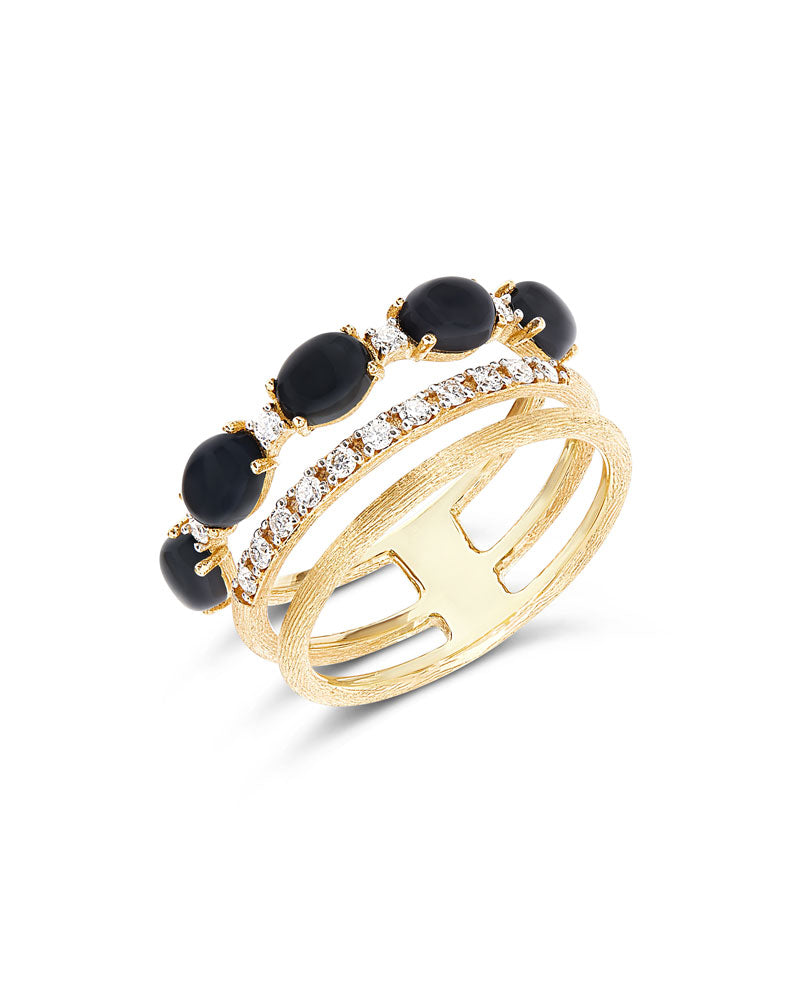 Nanis Anello "DANCING MYSTERY BLACK" a tripla fascia, in oro, pavé di diaman – Nanis Italian Jewels