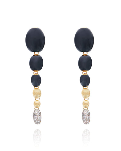 Orecchini IVY "MISTERY BLACK" pendenti in oro, diamanti e onice nero