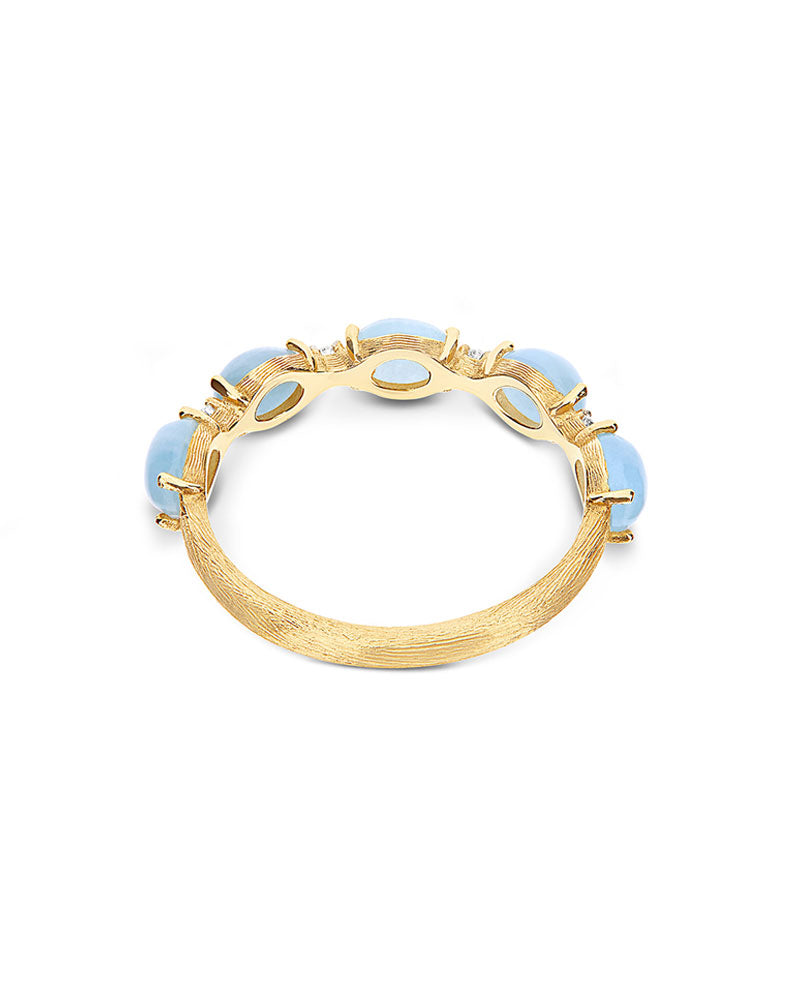 "azure" gold, diamonds and aquamarine boules ring