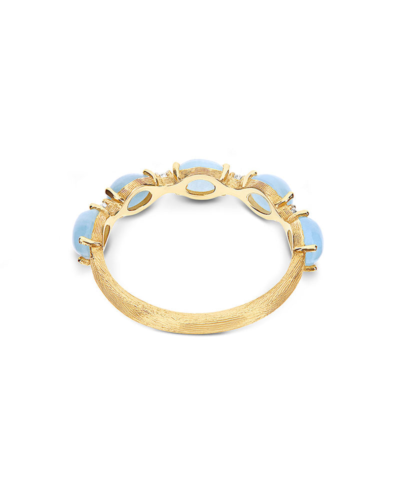 "azure" gold, diamonds and aquamarine boules ring 