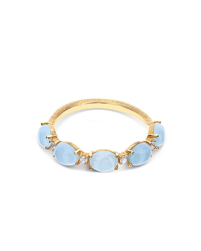 Anello "DANCING AZURE" con boules in oro, diamanti e acquamarina