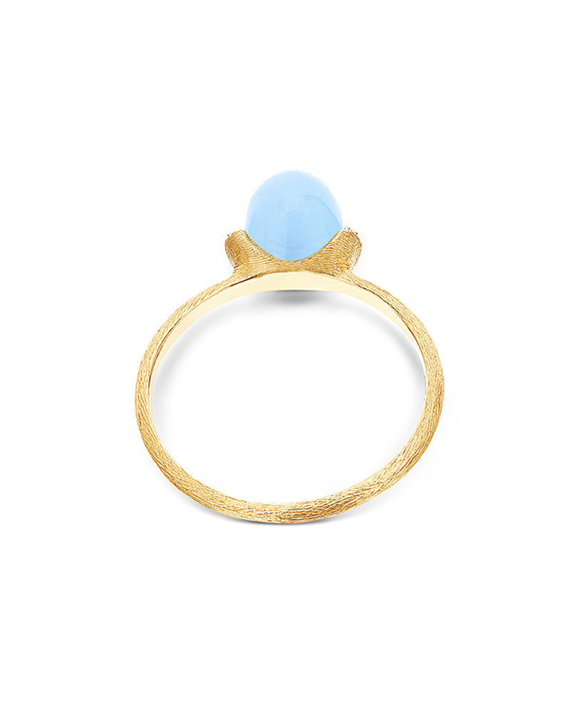 Anello "DANCING AZURE" con boule in oro, diamanti e acquamarina (piccolo)