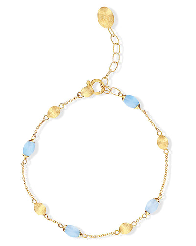 Bracciale "DANCING AZURE" minimale in oro e acquamarina