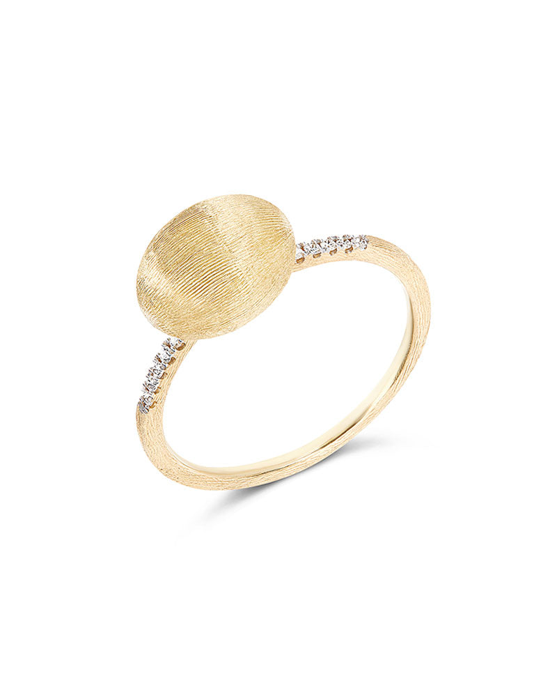 Anello "DANCING ELITE" con boule in oro incisa a mano e pavé di diamanti (medio)