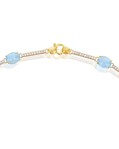 "aria" gold, aquamarine and diamonds bars collar necklace 