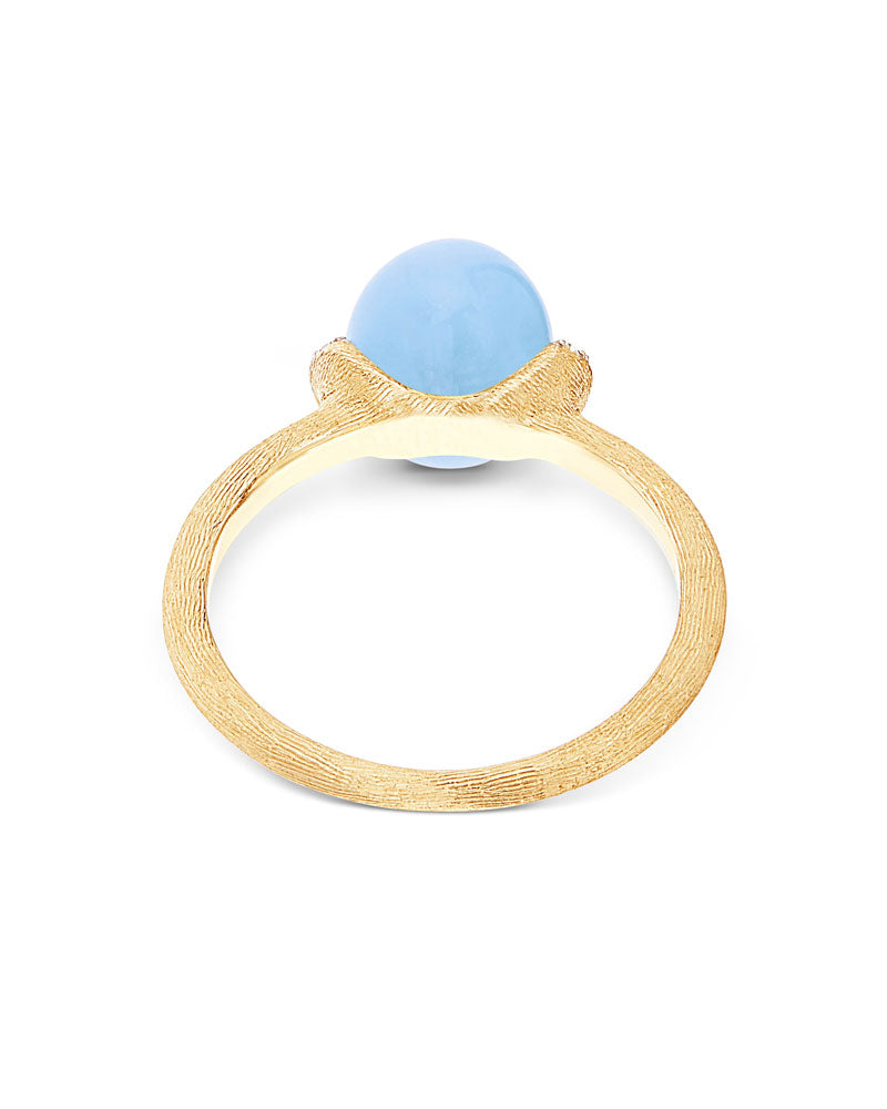 Anello "AZURE" in oro, diamanti e acquamarina milk (piccolo)