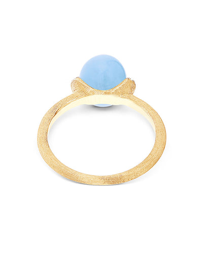 "Azure" gold, diamonds and milky aquamarine ring (small)