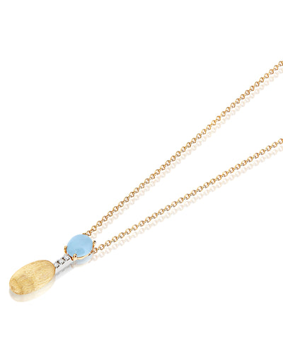 "azure" gold, diamonds and aquamarine dainty short necklace