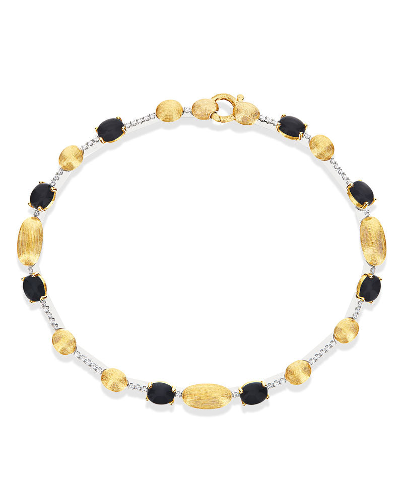 Bracciale tennis "DANCING MYSTERY BLACK" in oro, diamanti e onice nero