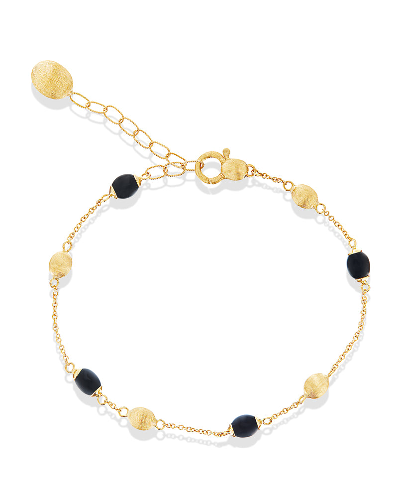 Bracciale "DANCING MYSTERY BLACK" essenziale in oro e onice nero