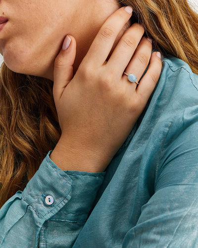 "azure" gold, diamonds and aquamarine stackable ring (large) 