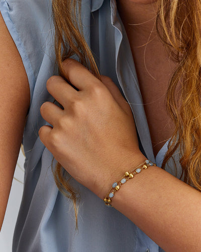 Bracciale "DANCING AZURE" casual in oro e acquamarina