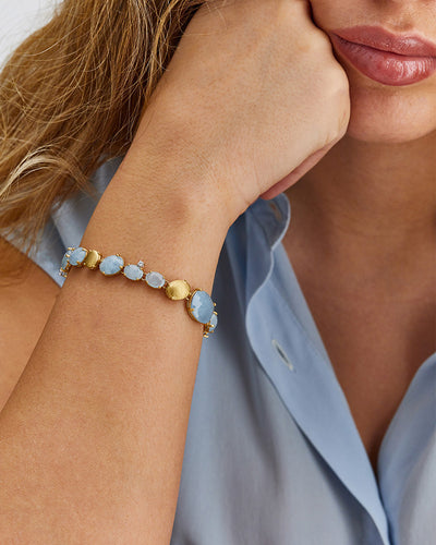 "ipanema" gold, aquamarine and diamonds marine bracelet