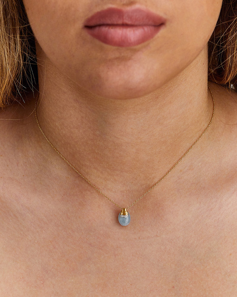 Collana "DANCING AZURE" pendente con ciondolo in oro, diamanti e acquamarina (piccolo)
