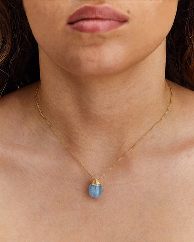 "azure" gold, diamonds and aquamarine pendant