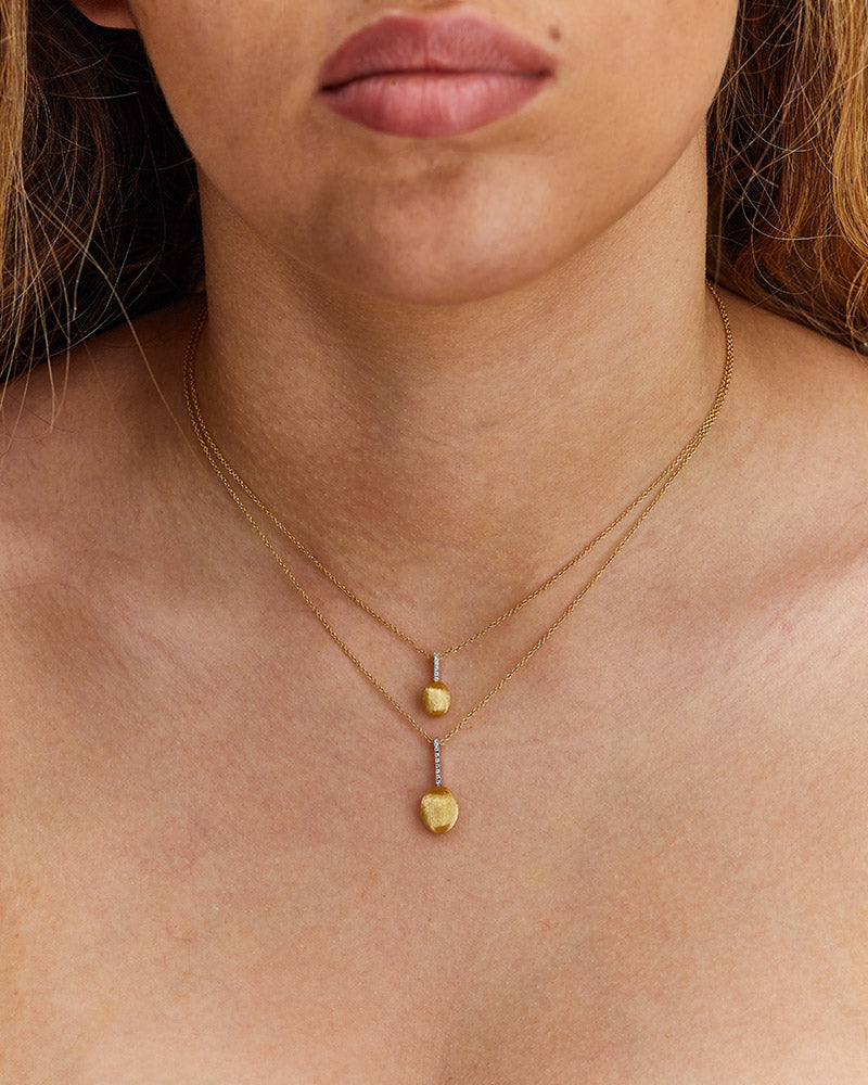 "élite" gold drop and diamonds bar necklace