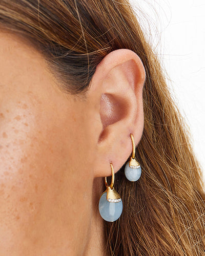 "Azure" ciliegine gold and milky aquamarine ball drop earrings with diamonds details (small)
