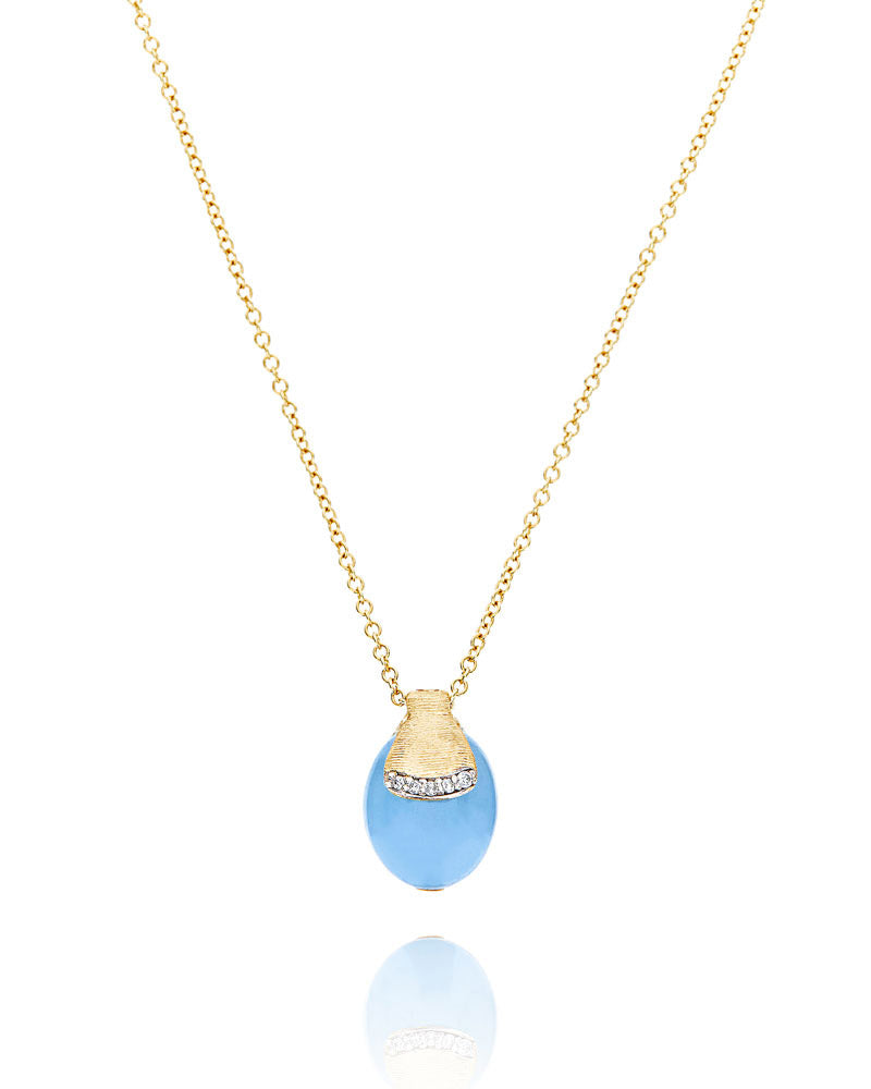 Collana "DANCING AZURE" pendente con ciondolo in oro, diamanti e acquamarina (piccolo)