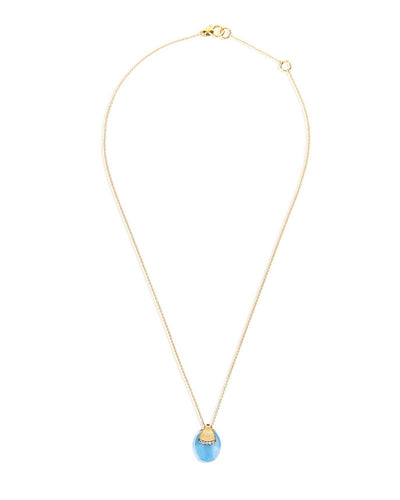 Collana "DANCING AZURE" pendente con ciondolo in oro, diamanti e acquamarina (grande)